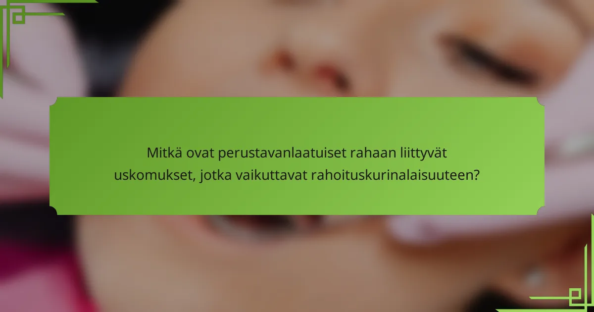 Mitkä ovat perustavanlaatuiset rahaan liittyvät uskomukset, jotka vaikuttavat rahoituskurinalaisuuteen?