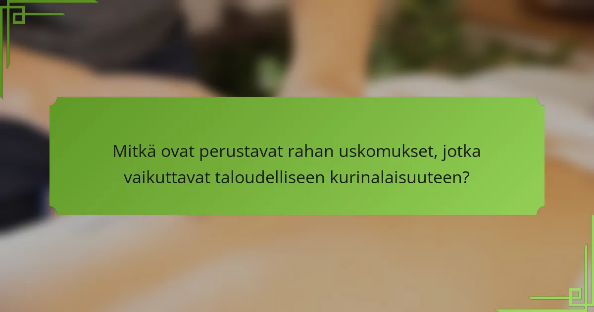 Mitkä ovat perustavat rahan uskomukset, jotka vaikuttavat taloudelliseen kurinalaisuuteen?