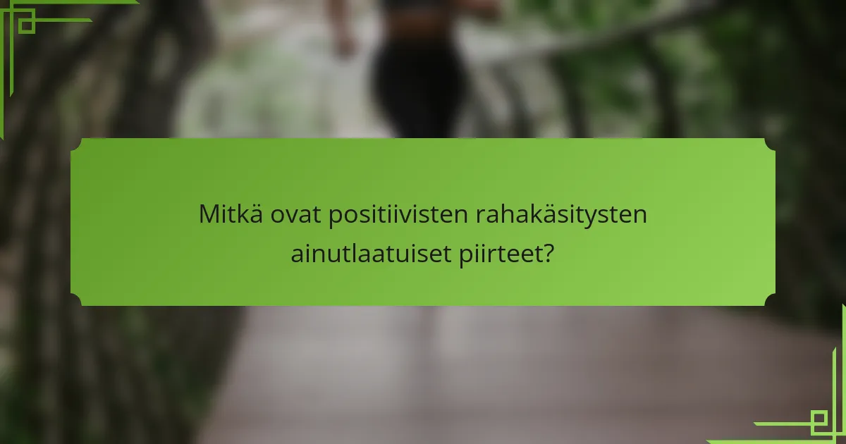 Mitkä ovat positiivisten rahakäsitysten ainutlaatuiset piirteet?