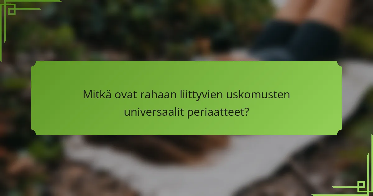 Mitkä ovat rahaan liittyvien uskomusten universaalit periaatteet?