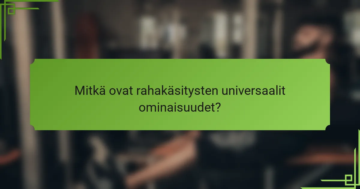 Mitkä ovat rahakäsitysten universaalit ominaisuudet?