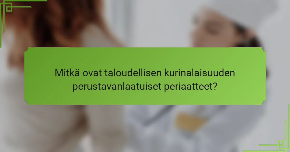 Mitkä ovat taloudellisen kurinalaisuuden perustavanlaatuiset periaatteet?