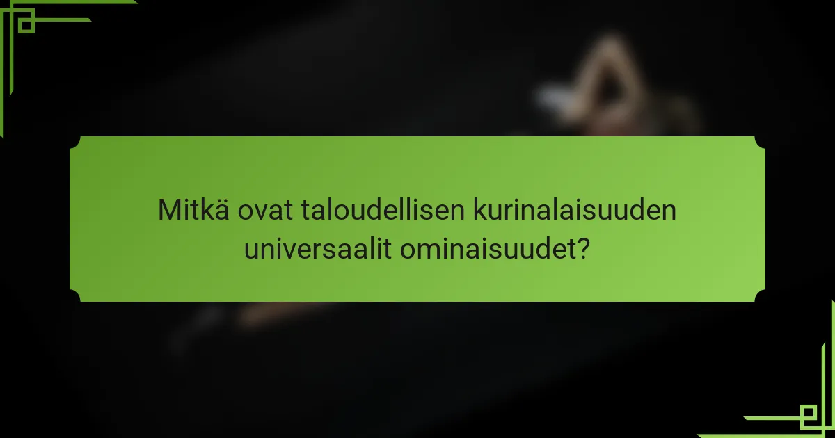 Mitkä ovat taloudellisen kurinalaisuuden universaalit ominaisuudet?
