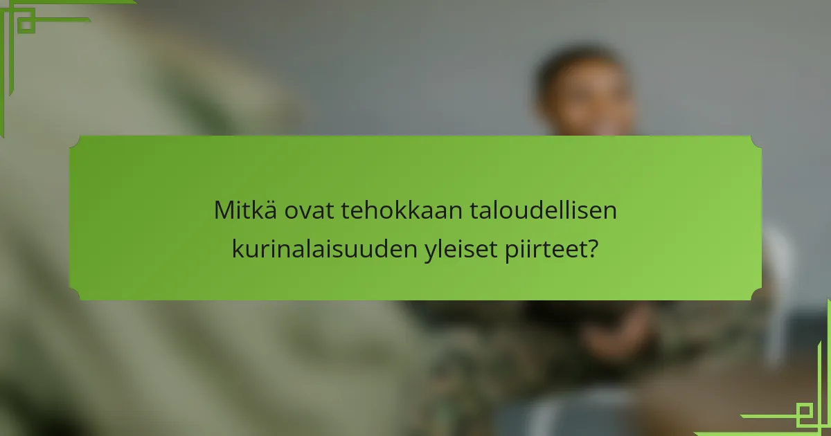 Mitkä ovat tehokkaan taloudellisen kurinalaisuuden yleiset piirteet?