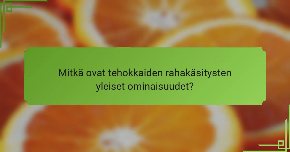 Mitkä ovat tehokkaiden rahakäsitysten yleiset ominaisuudet?