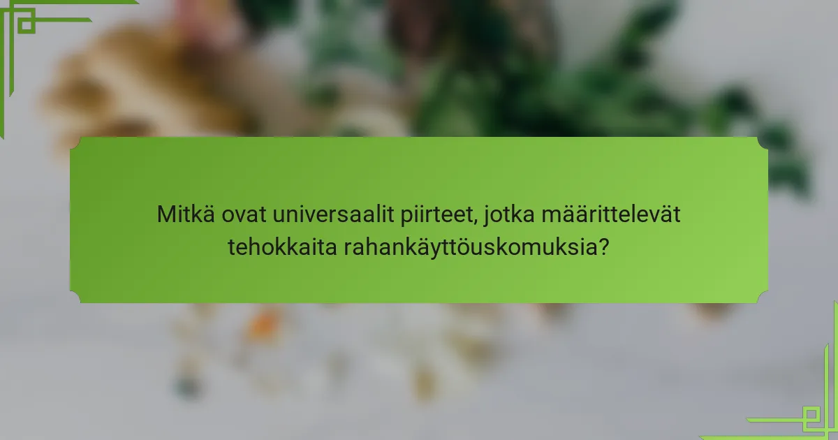 Mitkä ovat universaalit piirteet, jotka määrittelevät tehokkaita rahankäyttöuskomuksia?