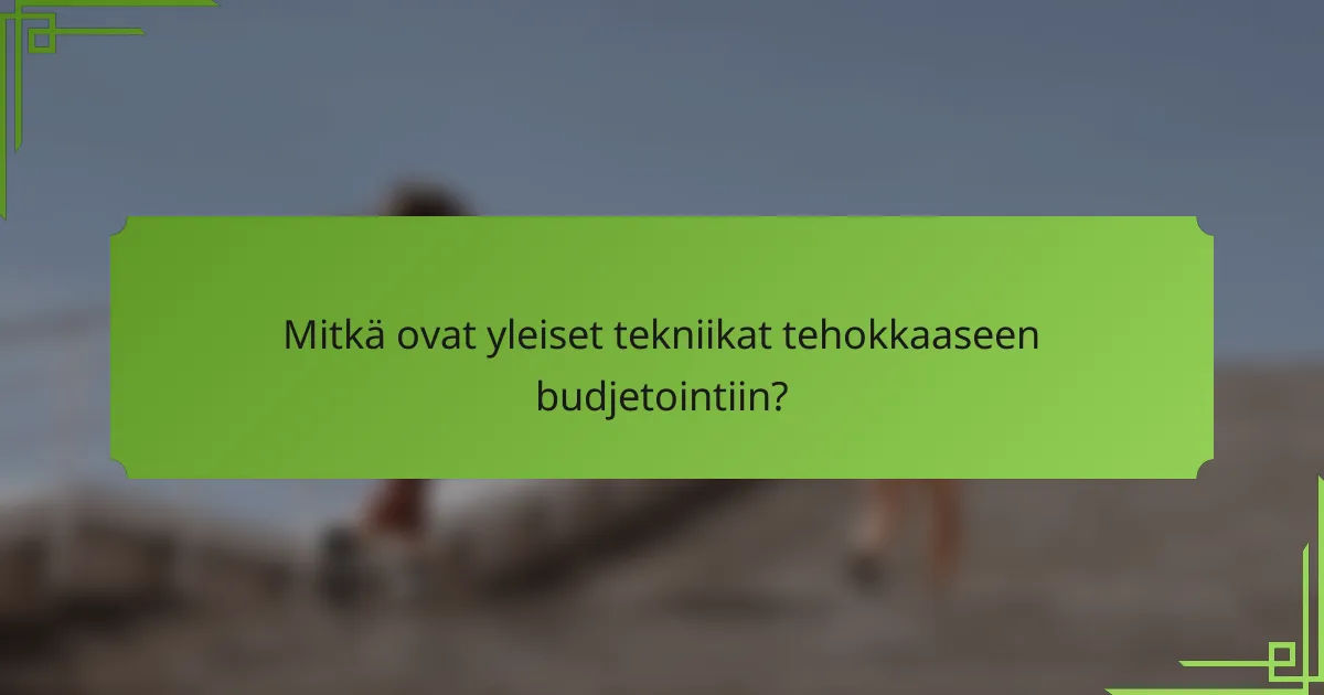 Mitkä ovat yleiset tekniikat tehokkaaseen budjetointiin?