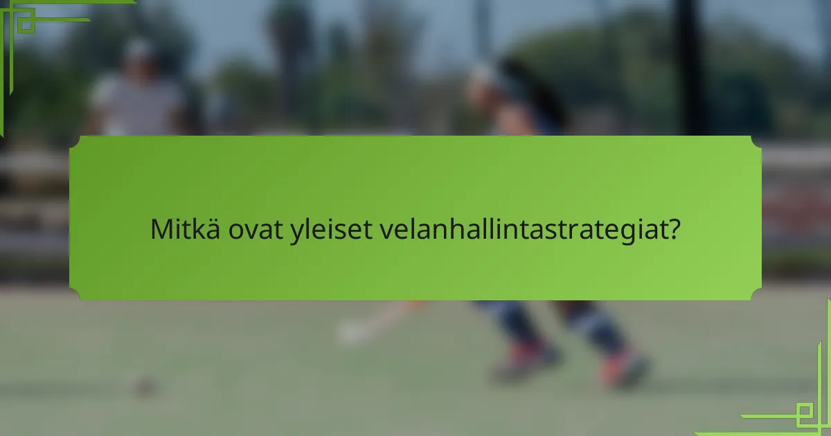 Mitkä ovat yleiset velanhallintastrategiat?