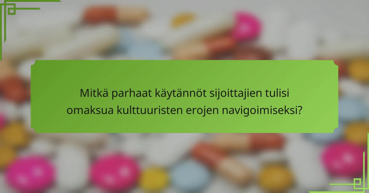 Mitkä parhaat käytännöt sijoittajien tulisi omaksua kulttuuristen erojen navigoimiseksi?