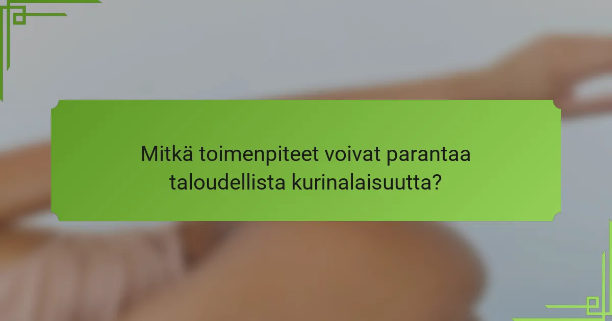 Mitkä toimenpiteet voivat parantaa taloudellista kurinalaisuutta?