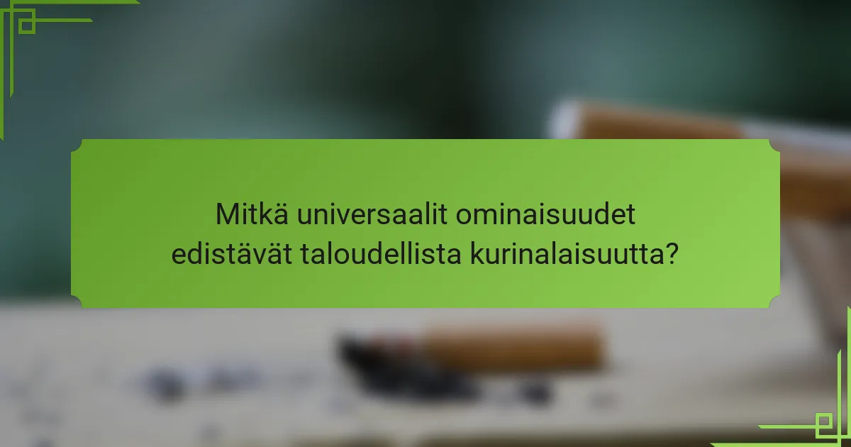 Mitkä universaalit ominaisuudet edistävät taloudellista kurinalaisuutta?
