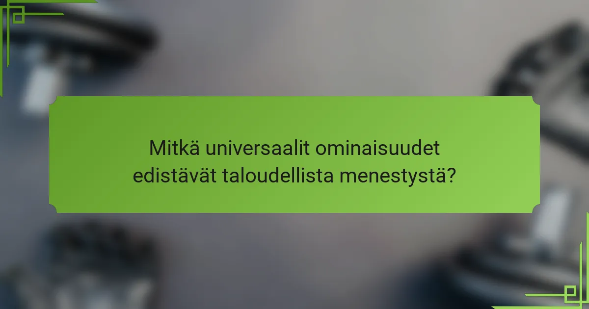 Mitkä universaalit ominaisuudet edistävät taloudellista menestystä?
