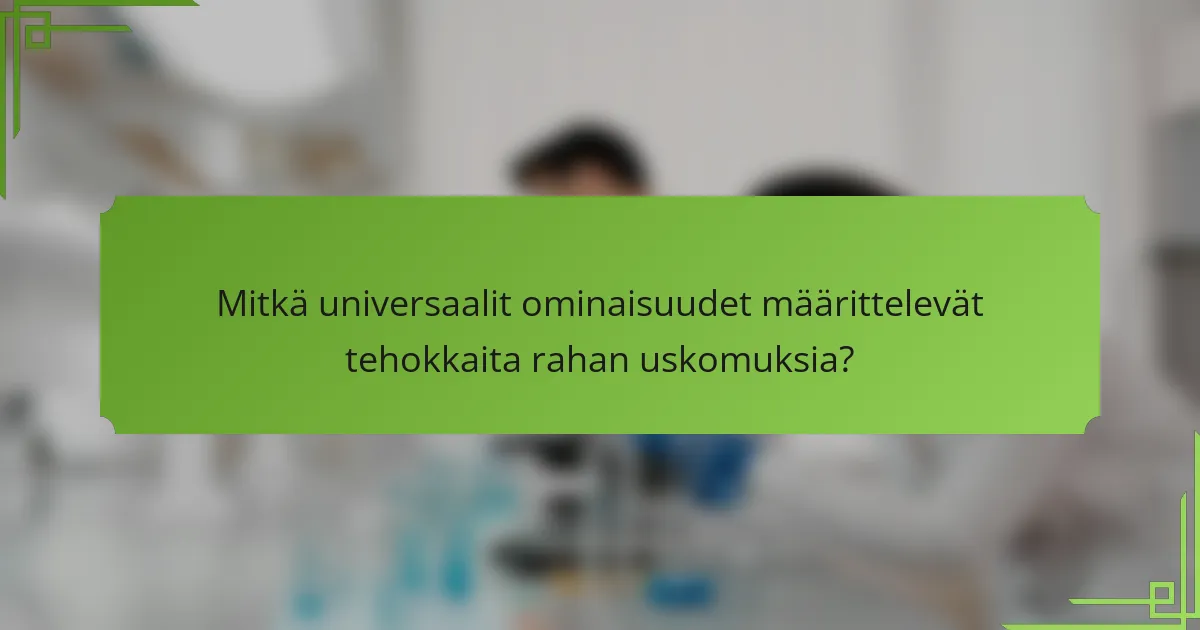 Mitkä universaalit ominaisuudet määrittelevät tehokkaita rahan uskomuksia?