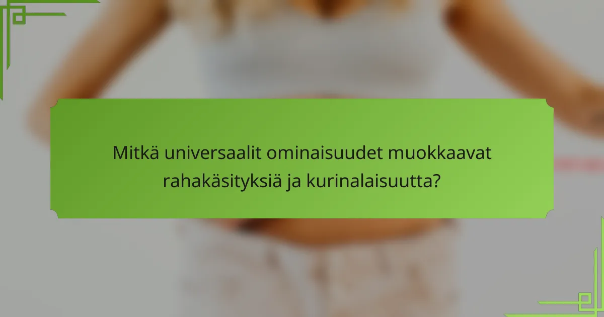 Mitkä universaalit ominaisuudet muokkaavat rahakäsityksiä ja kurinalaisuutta?