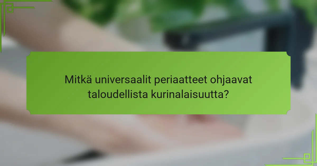 Mitkä universaalit periaatteet ohjaavat taloudellista kurinalaisuutta?