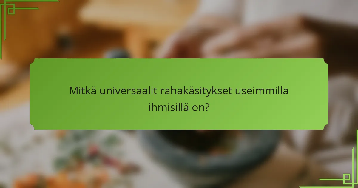 Mitkä universaalit rahakäsitykset useimmilla ihmisillä on?