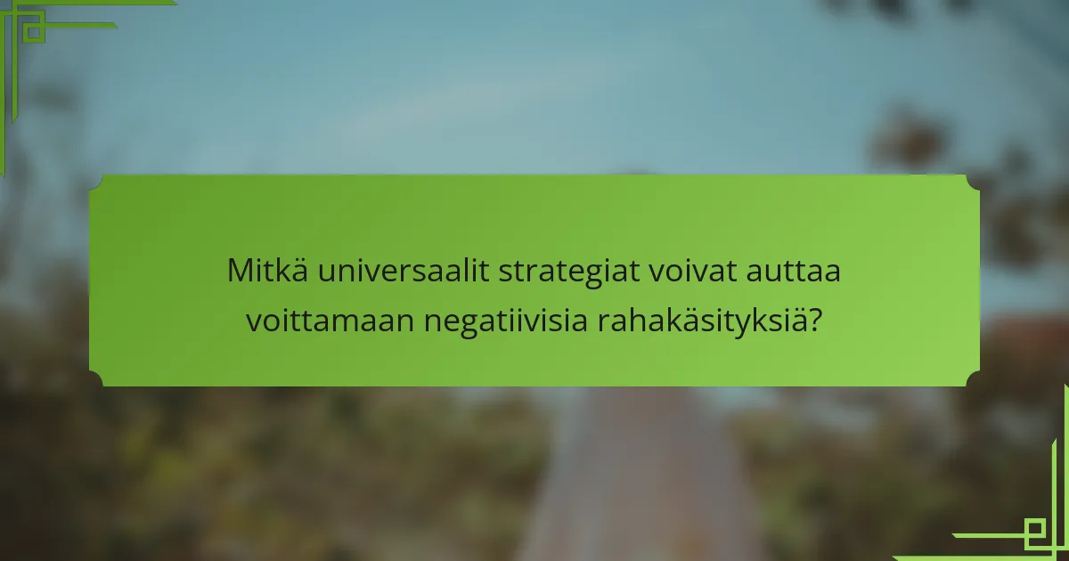 Mitkä universaalit strategiat voivat auttaa voittamaan negatiivisia rahakäsityksiä?