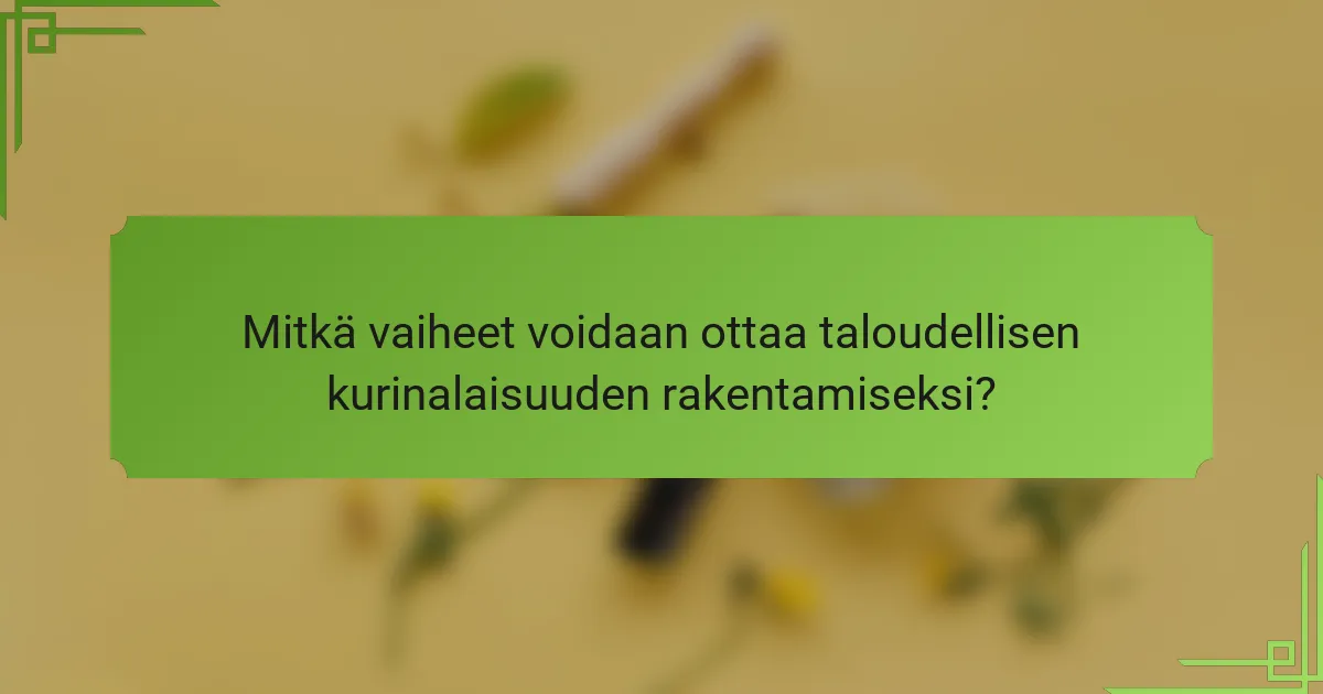 Mitkä vaiheet voidaan ottaa taloudellisen kurinalaisuuden rakentamiseksi?