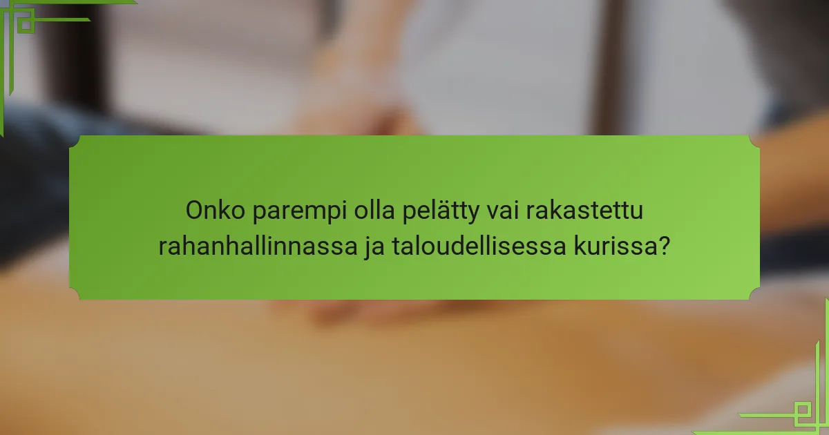 Onko parempi olla pelätty vai rakastettu rahanhallinnassa ja taloudellisessa kurissa?